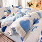 1pc Snowflake Fleece Duvet Cover Thick Warm Milk-fleece Quilt Cover for Winter Kids Full Heart Flower Elk Print Drop Shipping